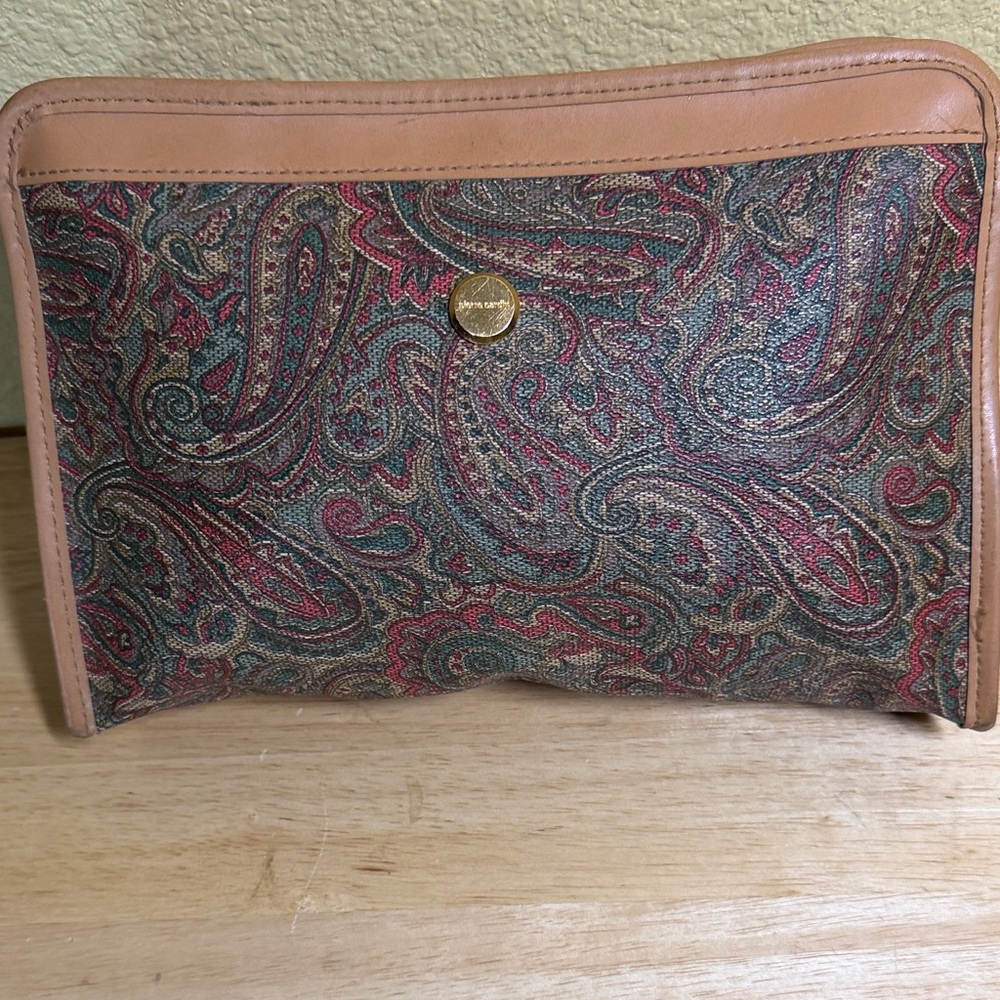Pierre Cardin Paisley Clutch with Tan Leather Trim